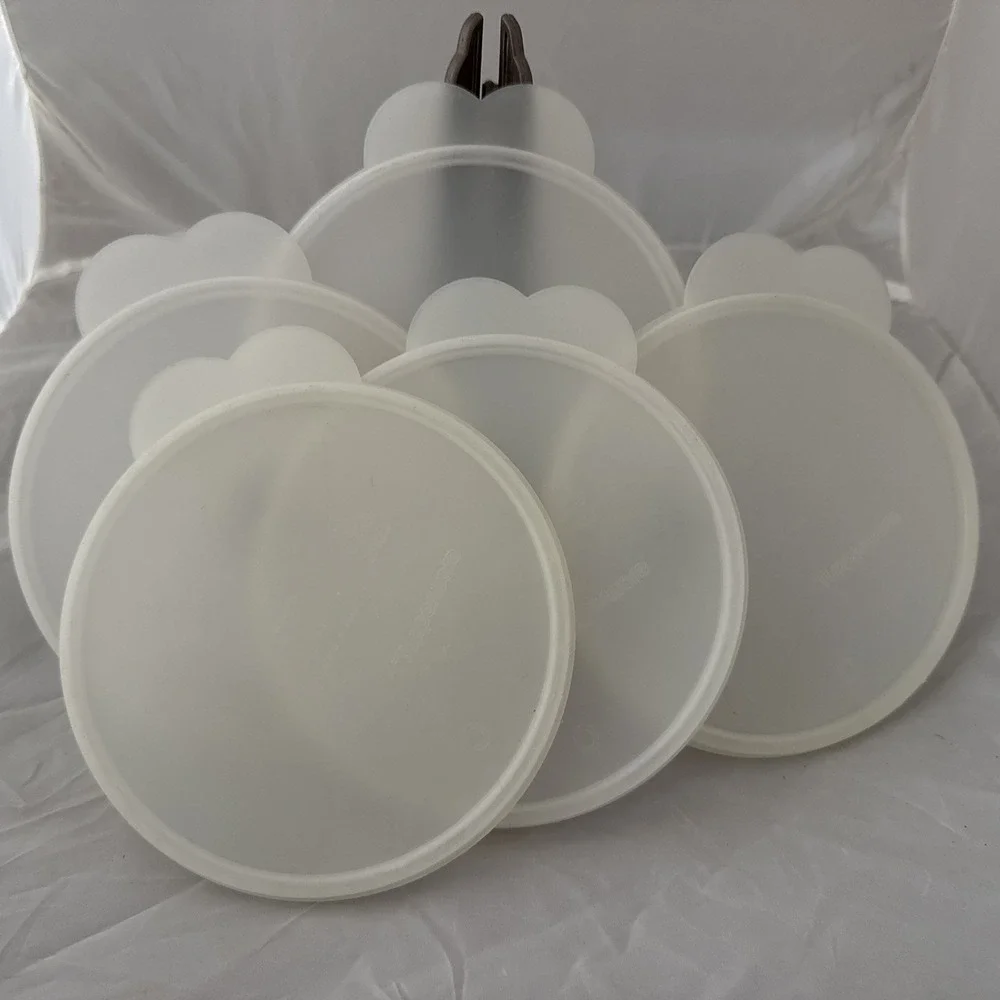Lot of 5 Sheer Tupperware Replacement Round Lids Butterfly Tab Cereal Bowl 2541A